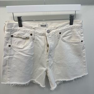 Agolde White Denim Shorts